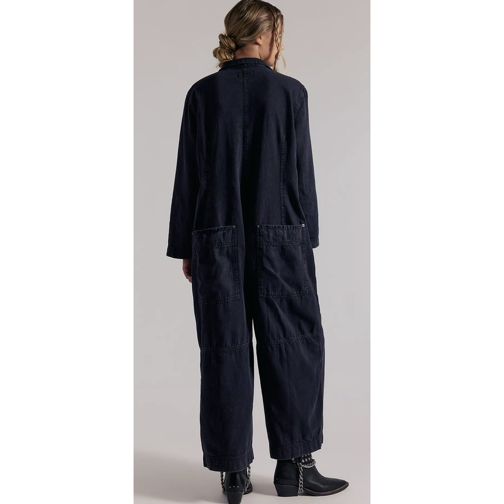 Free People Margarita Jumpsuit S Black Denim We The Free Romper Gorpcore Utility - Picture 2 of 7